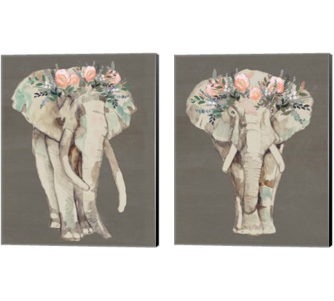 Flower Crown Elephant 2 Piece Canvas Print Set by Jennifer Goldberger