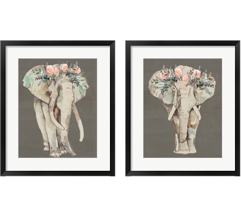 Flower Crown Elephant 2 Piece Framed Art Print Set by Jennifer Goldberger