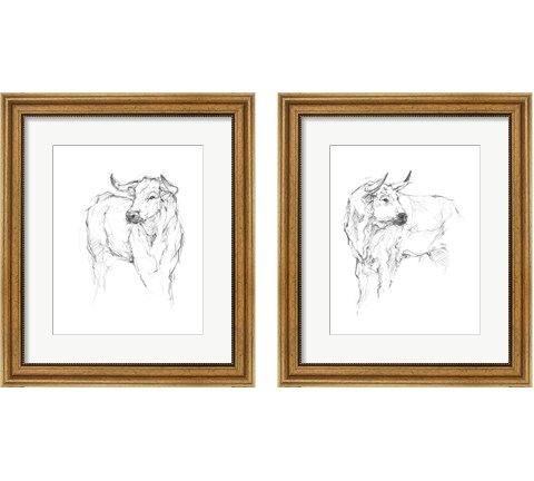 Bull Study 2 Piece Framed Art Print Set by Ethan Harper