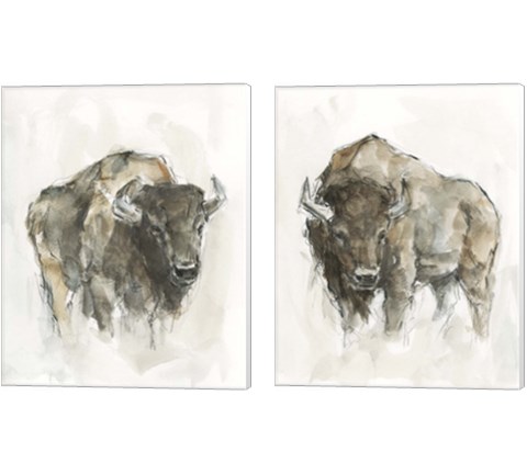 American Buffalo 2 Piece Canvas Print Set by Ethan Harper