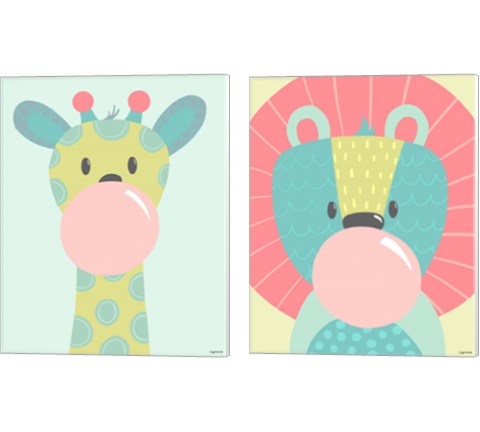 Colorful Kids Animals 2 Piece Canvas Print Set by Kyra Brown