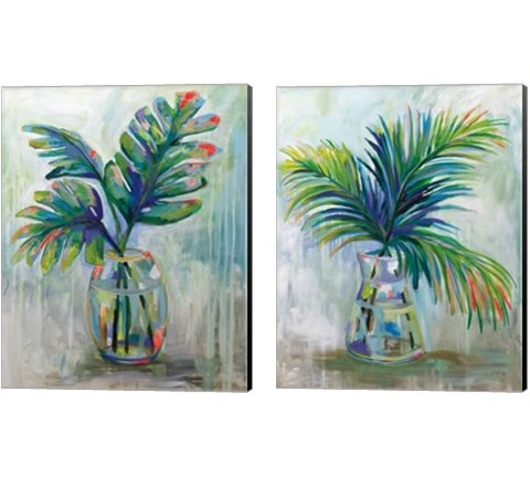 Palm Leaves 2 Piece Canvas Print Set by Jeanette Vertentes