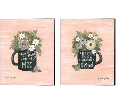 Hug In a Mug & Rise and Grind 2 Piece Canvas Print Set by Annie Lapoint
