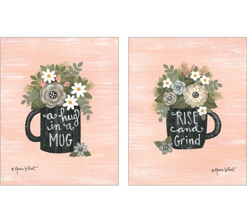 Hug In a Mug & Rise and Grind 2 Piece Art Print Set by Annie Lapoint