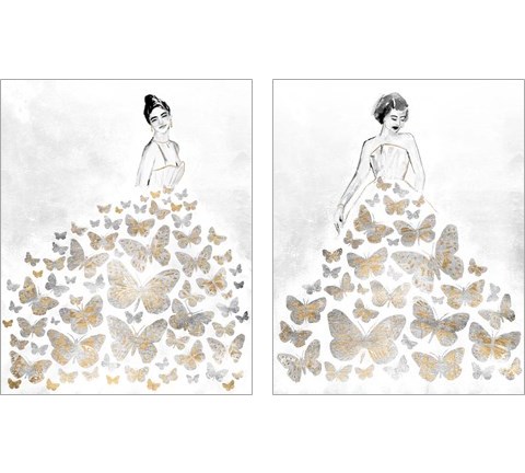 Fluttering Gown 2 Piece Art Print Set by Annie Warren