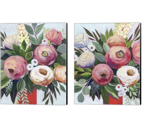 Lustrous Bouquet 2 Piece Canvas Print Set by Grace Popp