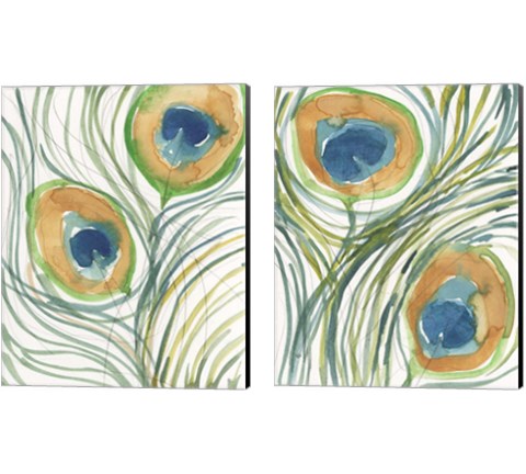 Peacock Abstract 2 Piece Canvas Print Set by Sam Dixon