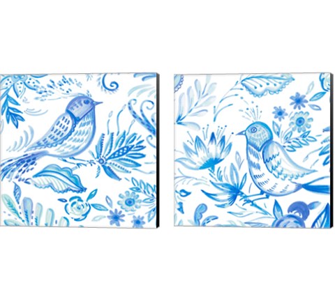 Birds in Blue 2 Piece Canvas Print Set by Ani Del Sol