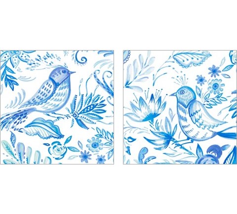 Birds in Blue 2 Piece Art Print Set by Ani Del Sol