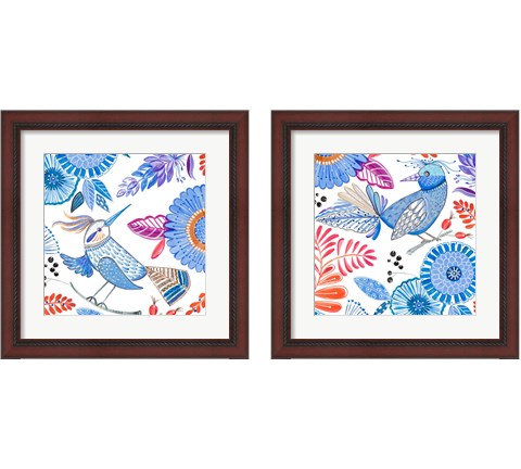 Bird with Flowers 2 Piece Framed Art Print Set by Ani Del Sol