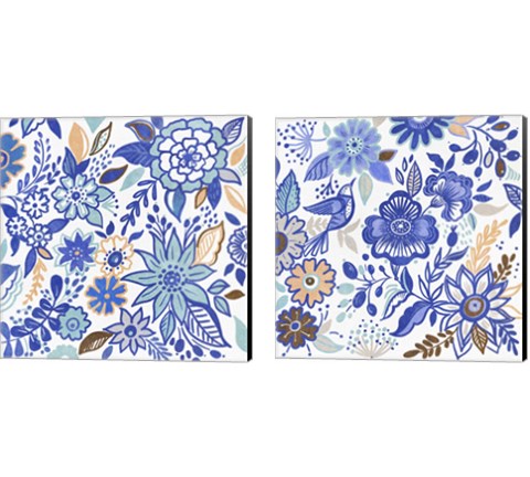 Botanical Azul  2 Piece Canvas Print Set by Ani Del Sol