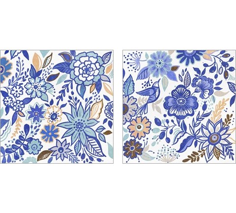 Botanical Azul  2 Piece Art Print Set by Ani Del Sol