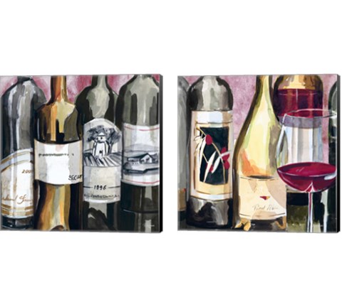 Vintage Wines 2 Piece Canvas Print Set by Heather A. French-Roussia