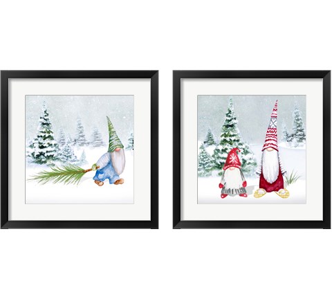 Gnomes on Winter Holiday 2 Piece Framed Art Print Set by Janice Gaynor