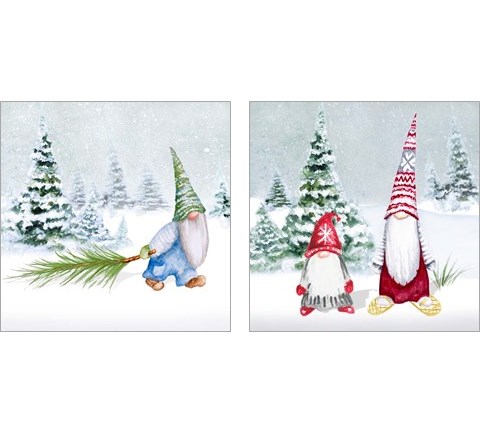 Gnomes on Winter Holiday 2 Piece Art Print Set by Janice Gaynor