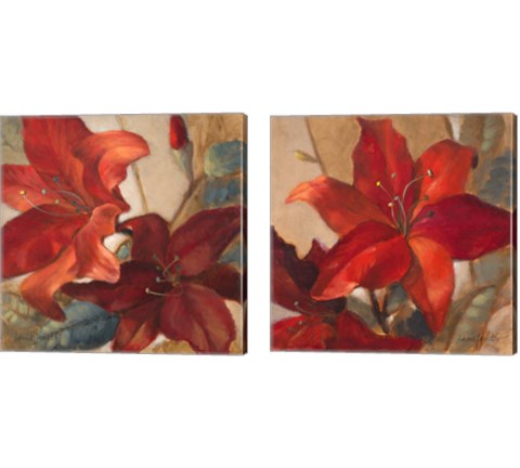 Crimson Fleurish 2 Piece Canvas Print Set by Lanie Loreth