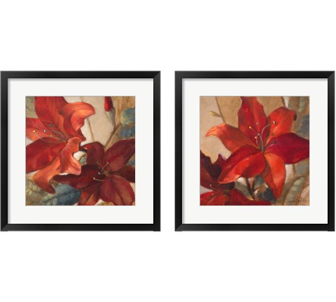 Crimson Fleurish 2 Piece Framed Art Print Set by Lanie Loreth
