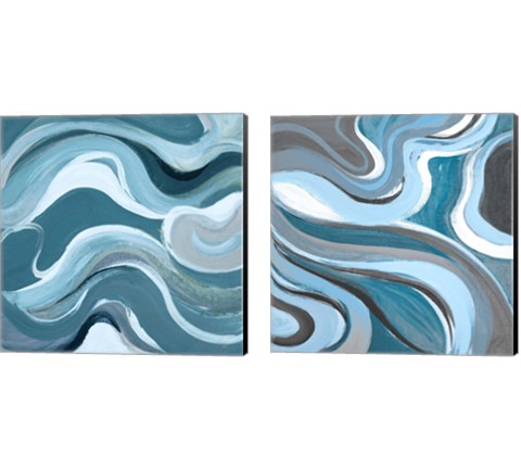 Curvilinear Blue 2 Piece Canvas Print Set by Lanie Loreth