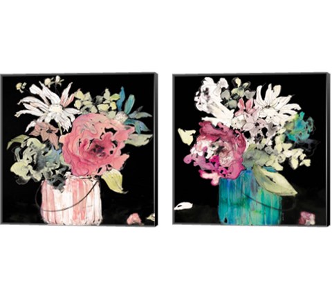 Flower Burst on Black 2 Piece Canvas Print Set by Lanie Loreth