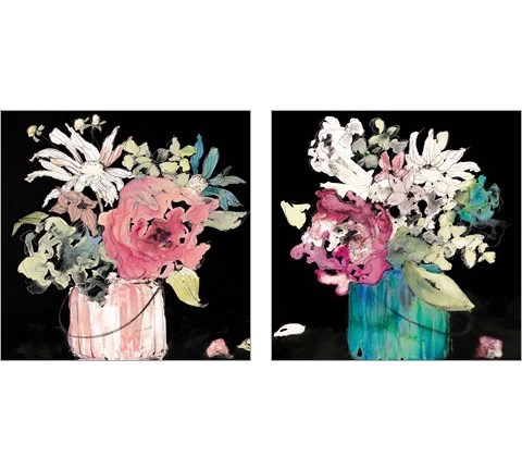 Flower Burst on Black 2 Piece Art Print Set by Lanie Loreth