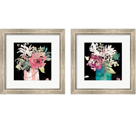 Flower Burst on Black 2 Piece Framed Art Print Set by Lanie Loreth