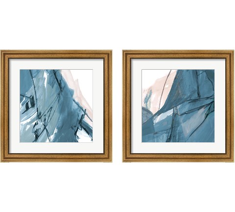 Blue on White Abstract 2 Piece Framed Art Print Set by Robin Maria