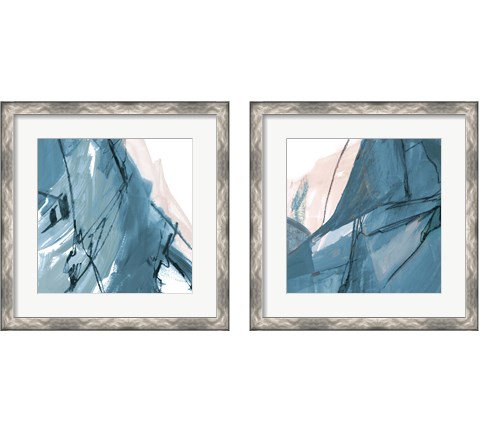 Blue on White Abstract 2 Piece Framed Art Print Set by Robin Maria