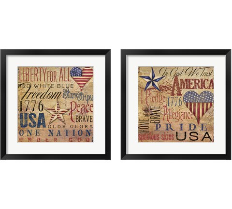 America Typography 2 Piece Framed Art Print Set by Elizabeth Medley