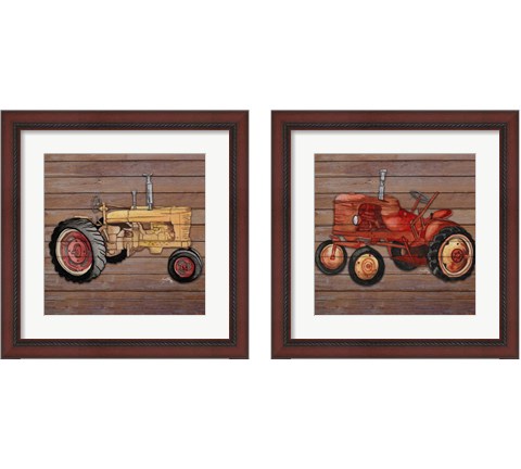 Tractor on Wood 2 Piece Framed Art Print Set by Elizabeth Medley