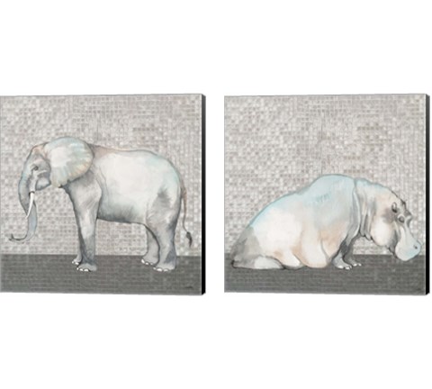 Introspective Hippo & Elephant 2 Piece Canvas Print Set by Elizabeth Medley