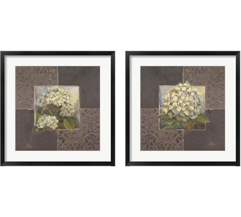 Hydrangeas on Brown 2 Piece Framed Art Print Set by Patricia Pinto