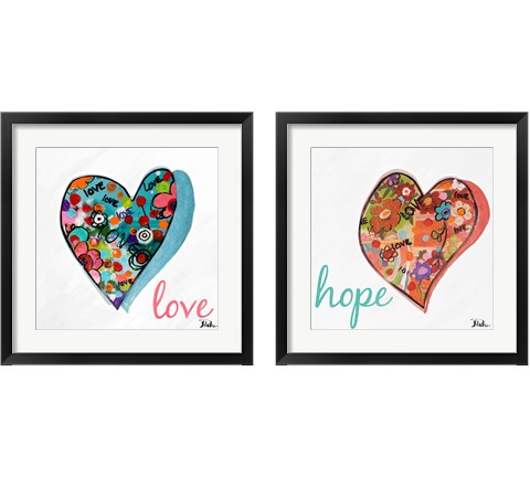 Hearts of Love & Hope 2 Piece Framed Art Print Set by Patricia Pinto