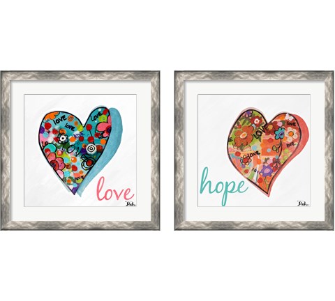Hearts of Love & Hope 2 Piece Framed Art Print Set by Patricia Pinto