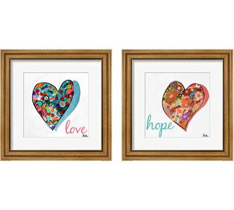 Hearts of Love & Hope 2 Piece Framed Art Print Set by Patricia Pinto