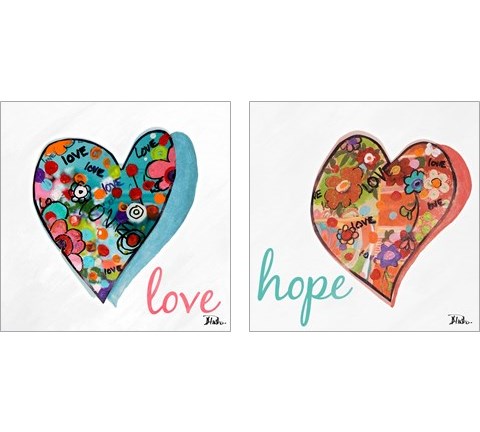 Hearts of Love & Hope 2 Piece Art Print Set by Patricia Pinto