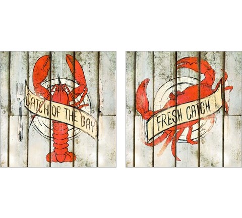 Catch of the Day Square 2 Piece Art Print Set by SD Graphics Studio