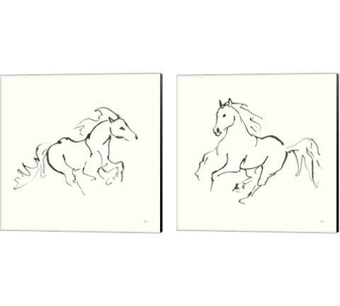 Line Horse 2 Piece Canvas Print Set by Chris Paschke