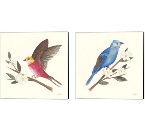Birds and Blossoms 2 Piece Canvas Print Set by Courtney Prahl