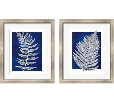 Blue Fern in White Border 2 Piece Framed Art Print Set by Elizabeth Medley