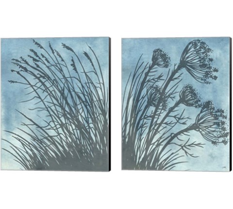 Tall Grasses on Blue 2 Piece Canvas Print Set by Elizabeth Medley