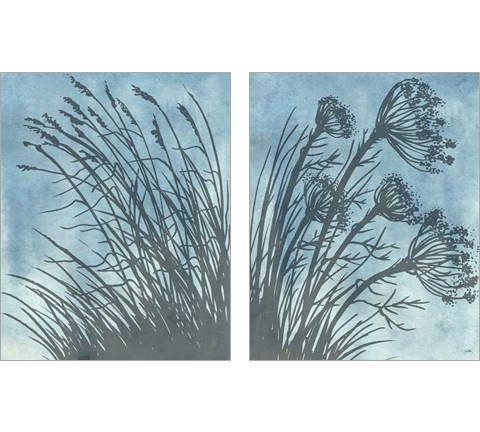 Tall Grasses on Blue 2 Piece Art Print Set by Elizabeth Medley