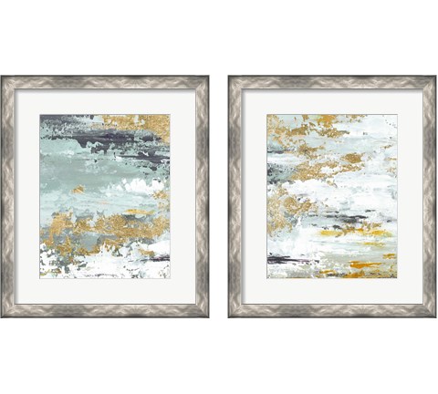 Gold Magic Vertica Abstract 2 Piece Framed Art Print Set by Patricia Pinto
