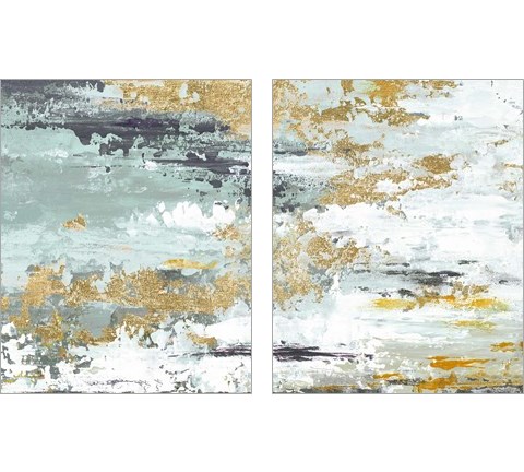 Gold Magic Vertica Abstract 2 Piece Art Print Set by Patricia Pinto