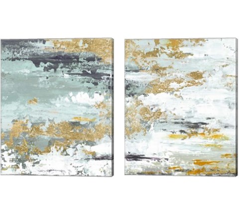Gold Magic Vertica Abstract 2 Piece Canvas Print Set by Patricia Pinto