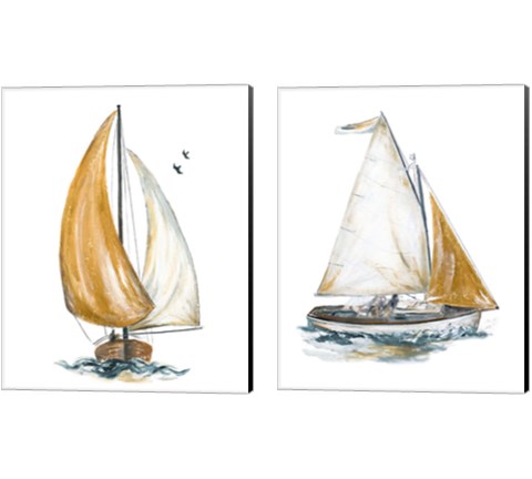 Gold Sail 2 Piece Canvas Print Set by Patricia Pinto