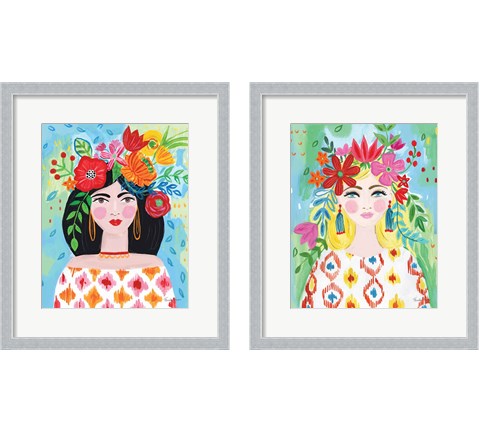 Boho Girl 2 Piece Framed Art Print Set by Farida Zaman