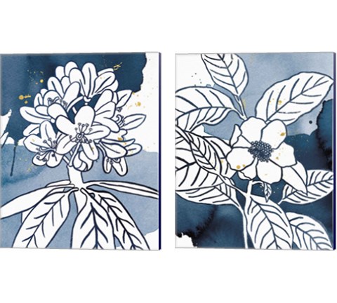Indigo Blooms 2 Piece Canvas Print Set by Wild Apple Portfolio