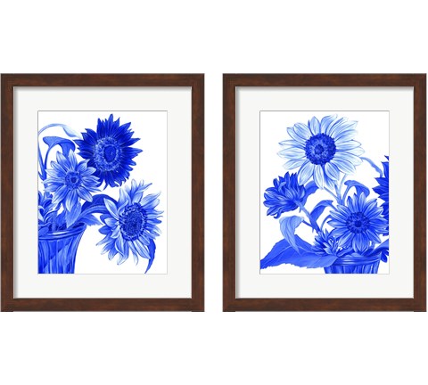 China Sunflowers blue 2 Piece Framed Art Print Set by Kelsey Wilson