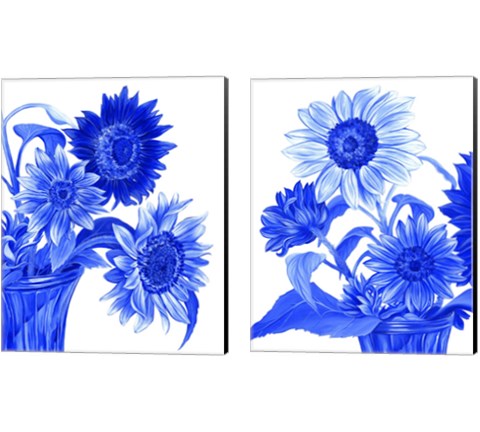 China Sunflowers blue 2 Piece Canvas Print Set by Kelsey Wilson