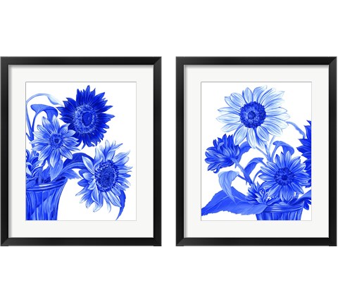 China Sunflowers blue 2 Piece Framed Art Print Set by Kelsey Wilson